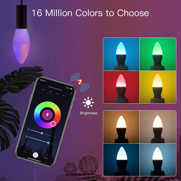 Ampoule intelligente RGBW avec l'ampoule RGBW E14 ZigBee Moes ZB-TDC5-RCW-E14-MS