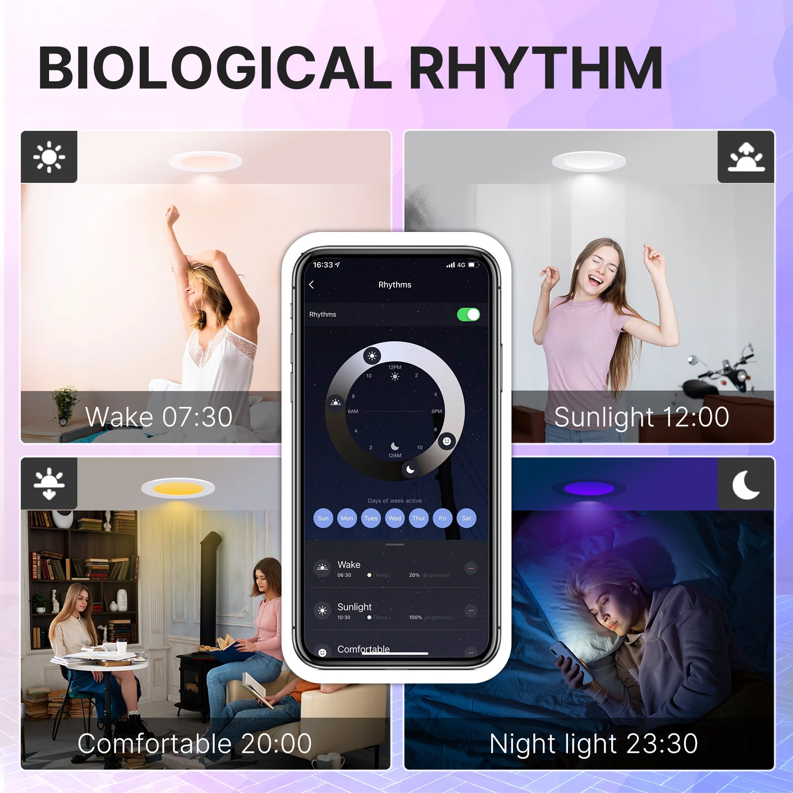 Rythme biologique intelligent avec le spot RGBW ZigBee Moes ZB-TDD6-RCW-4-MS