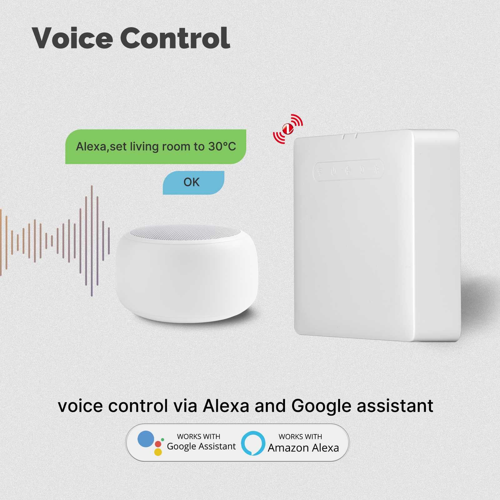 Contrôle vocal du thermostat pour fil pilote ZigBee Moes ZHT-PT01-M-MS