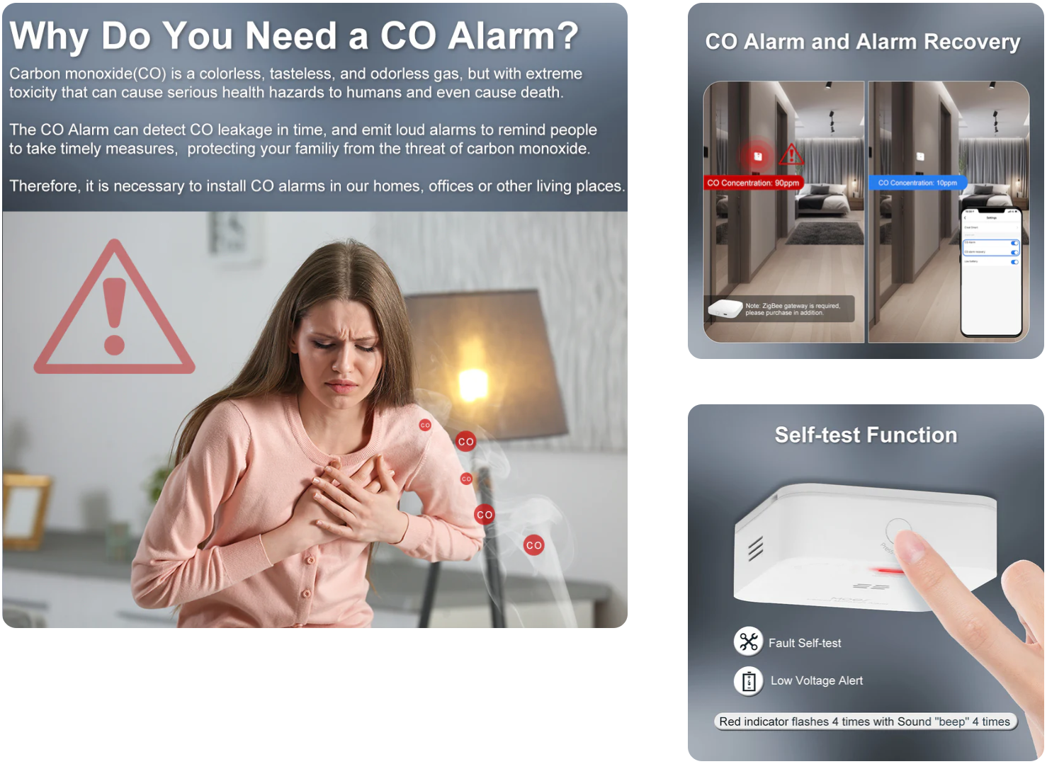 Une sécurité vitale pour votre foyer avec le détecteur de monoxyde de carbon ZigBee Moes ZSS-HM-CO-A-MS