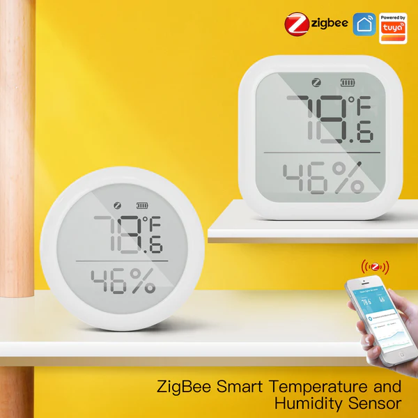 Écran LCD haute définition et alarme intelligente intégrée avec le capteur de température et d'humidité ZigBee Moes ZSS-KB-TH-XX-C-MS