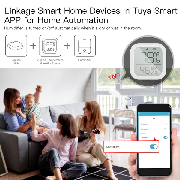 Surveillance en temps réel avec le capteur de température et d'humidité ZigBee Moes ZSS-KB-TH-XX-C-MS