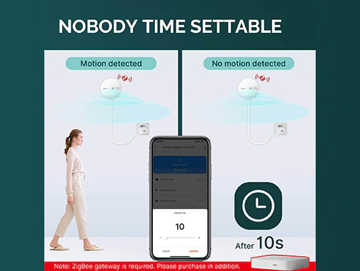 Durée d'absence personnalisable avec le détecteur de présence ZigBee Moes ZSS-LP-HP02-MS