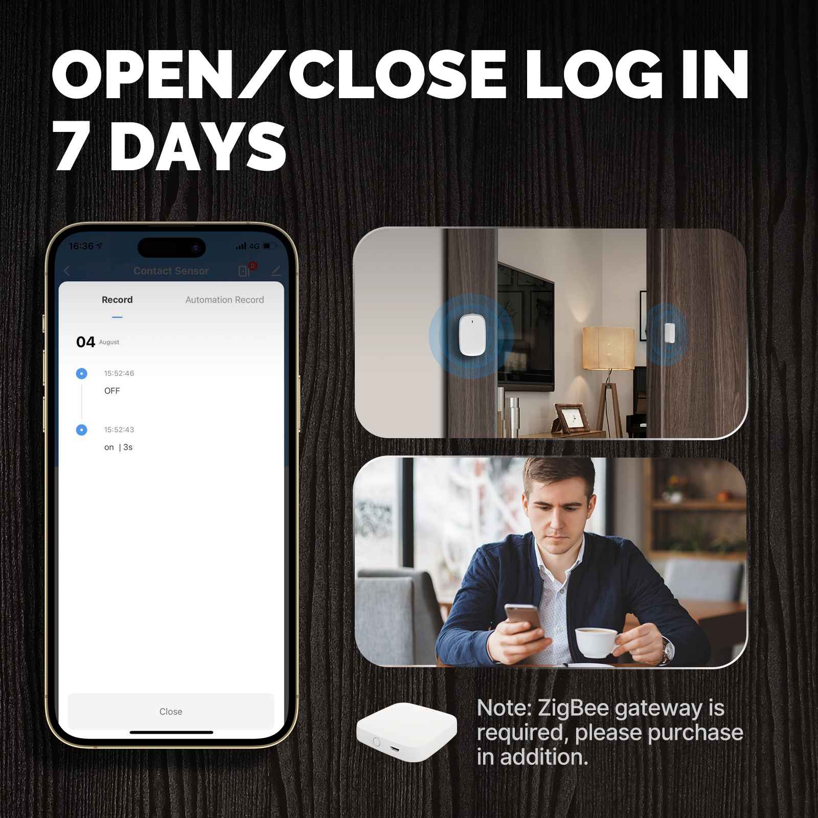 Historique du détecteur d'ouverture de porte et fenêtre ZigBee Moes ZSS-S01-GWM-C-MS