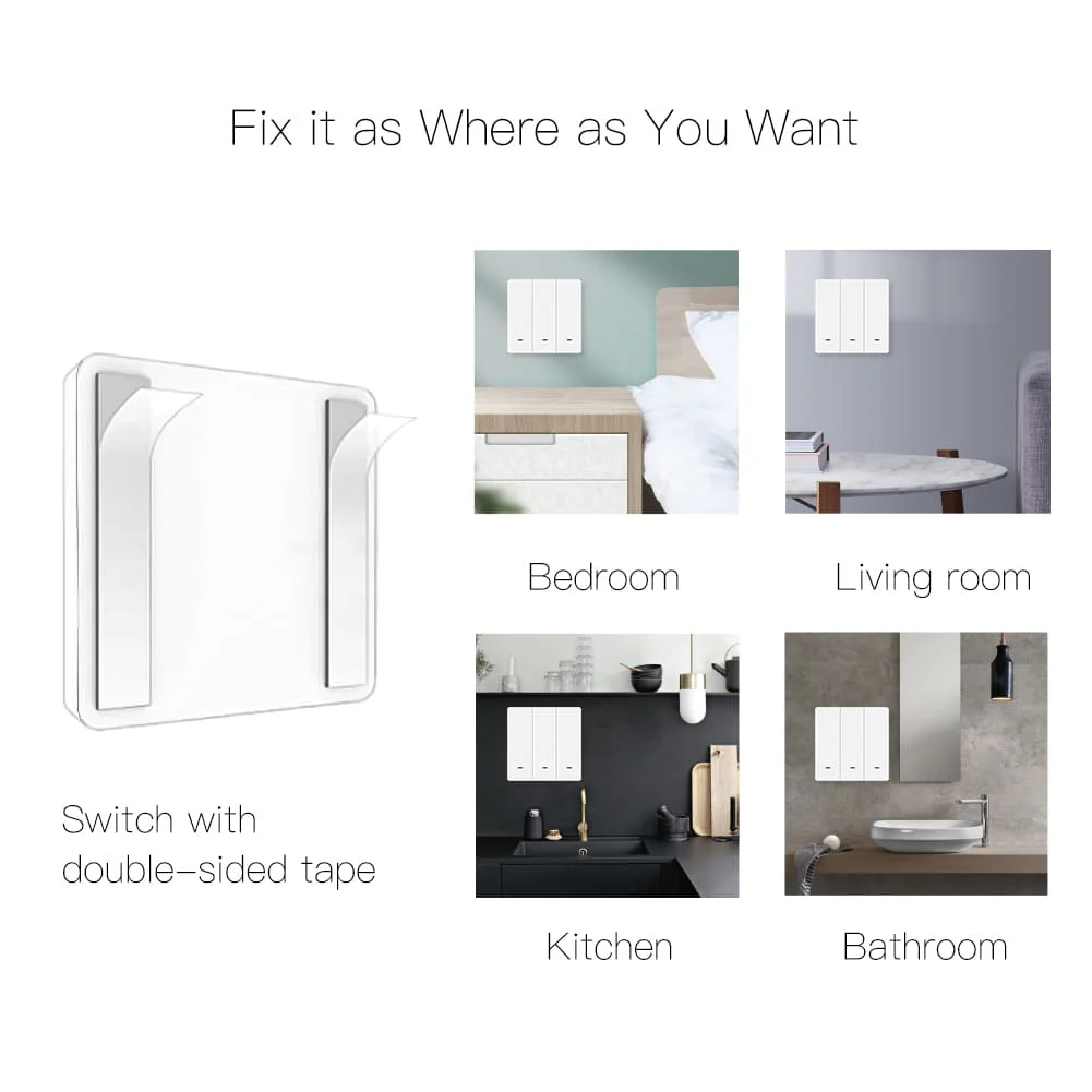 Installation sans fil et flexible de l'interrupteur émetteur contrôleur de scènes ZigBee Moes ZT-B-EU1-MS