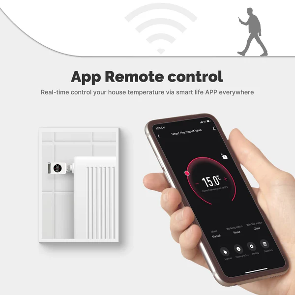 Contrôle à distance de la tête thermostatique ZigBee Moes ZTRV-801-MS