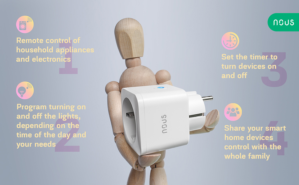 Multiples usages pour une maison intelligente et connectée de la prise WiFi NOUS A7