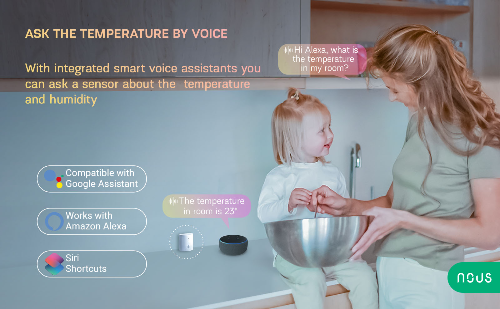 Demandez la température et l'humidité à la voix avec le capteur de température et d'humidité ZigBee NOUS E5