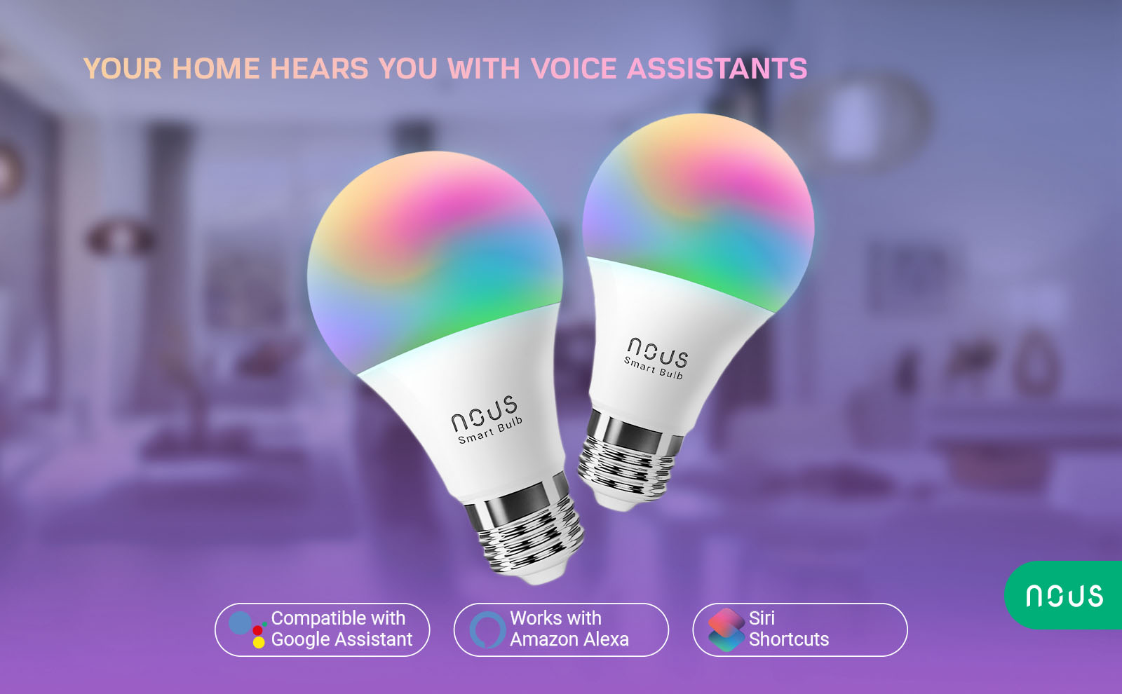 Contrôle par assistants vocaux de l'ampoule RGBW E27, WiFi et Matter NOUS P3