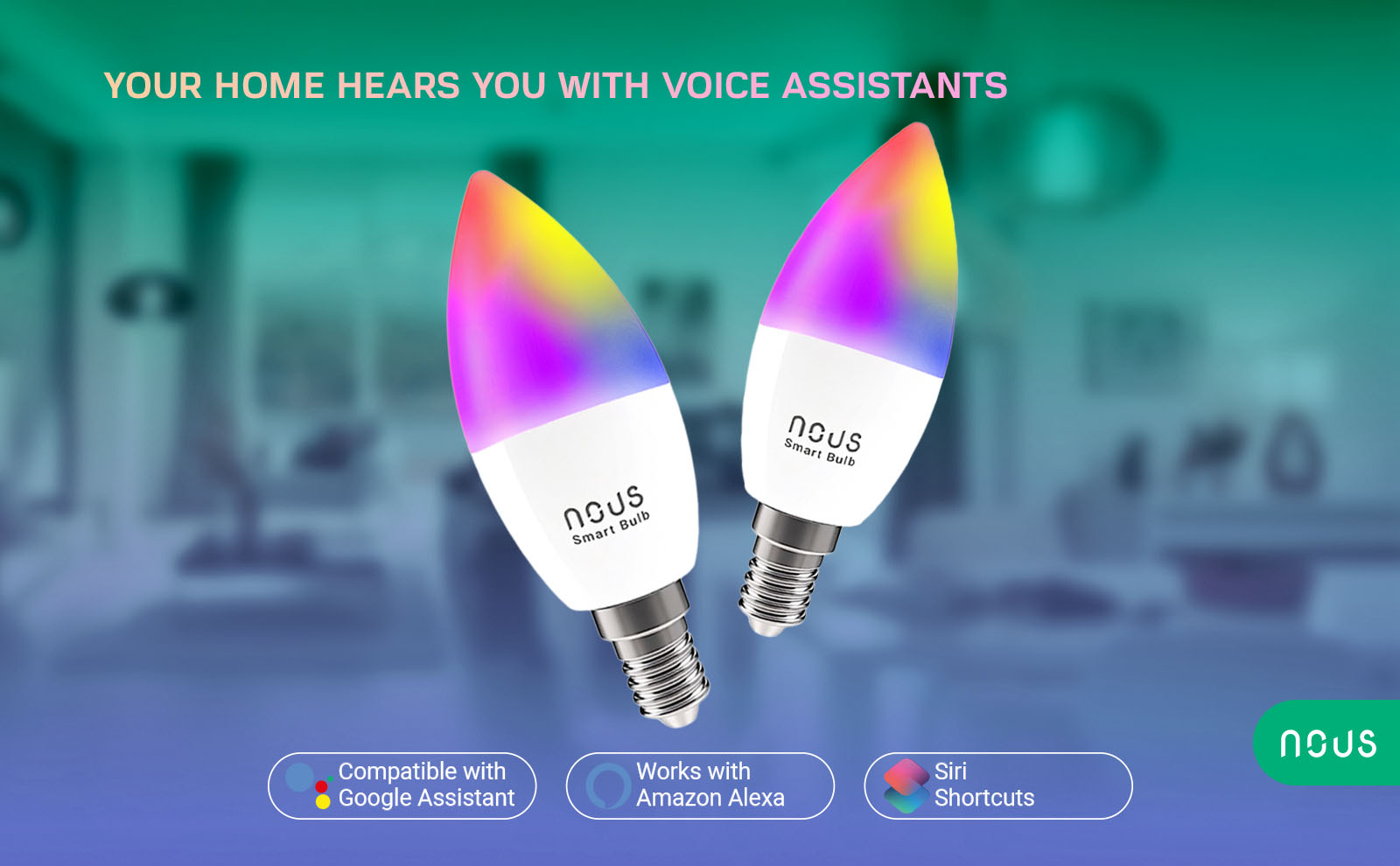 Contrôle par assistants vocaux de l'ampoule RGBW E14, WiFi et Matter NOUS P4