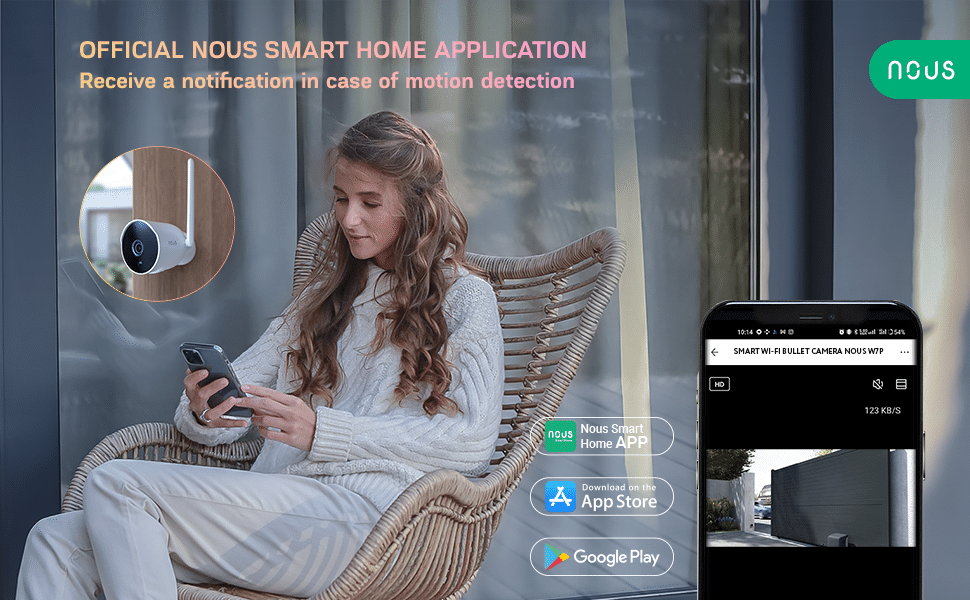 Détection de mouvement de la caméras IP extérieure WiFi NOUS W7P_1