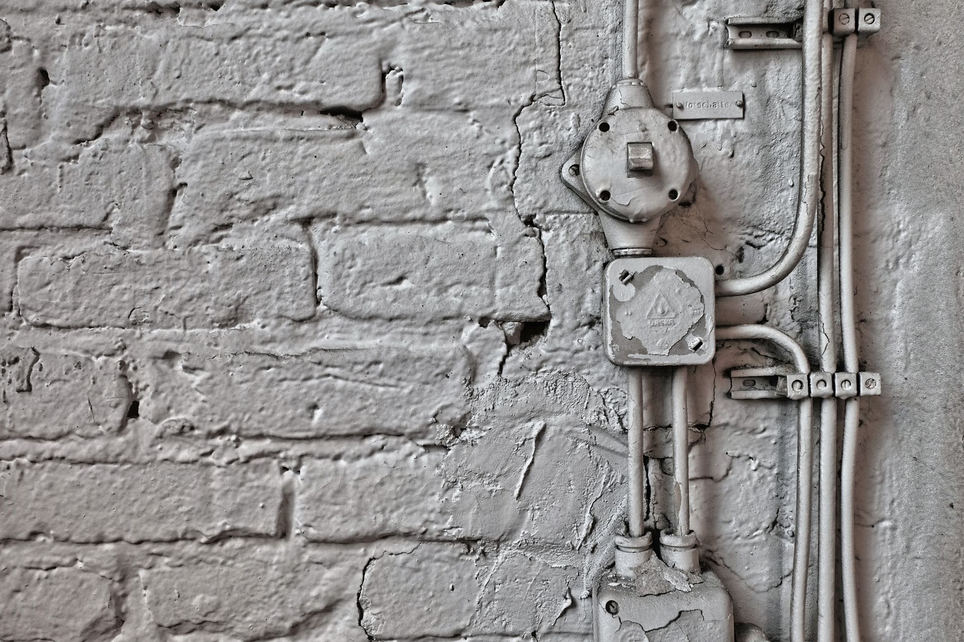 Fils électriques anciens sur un mur
