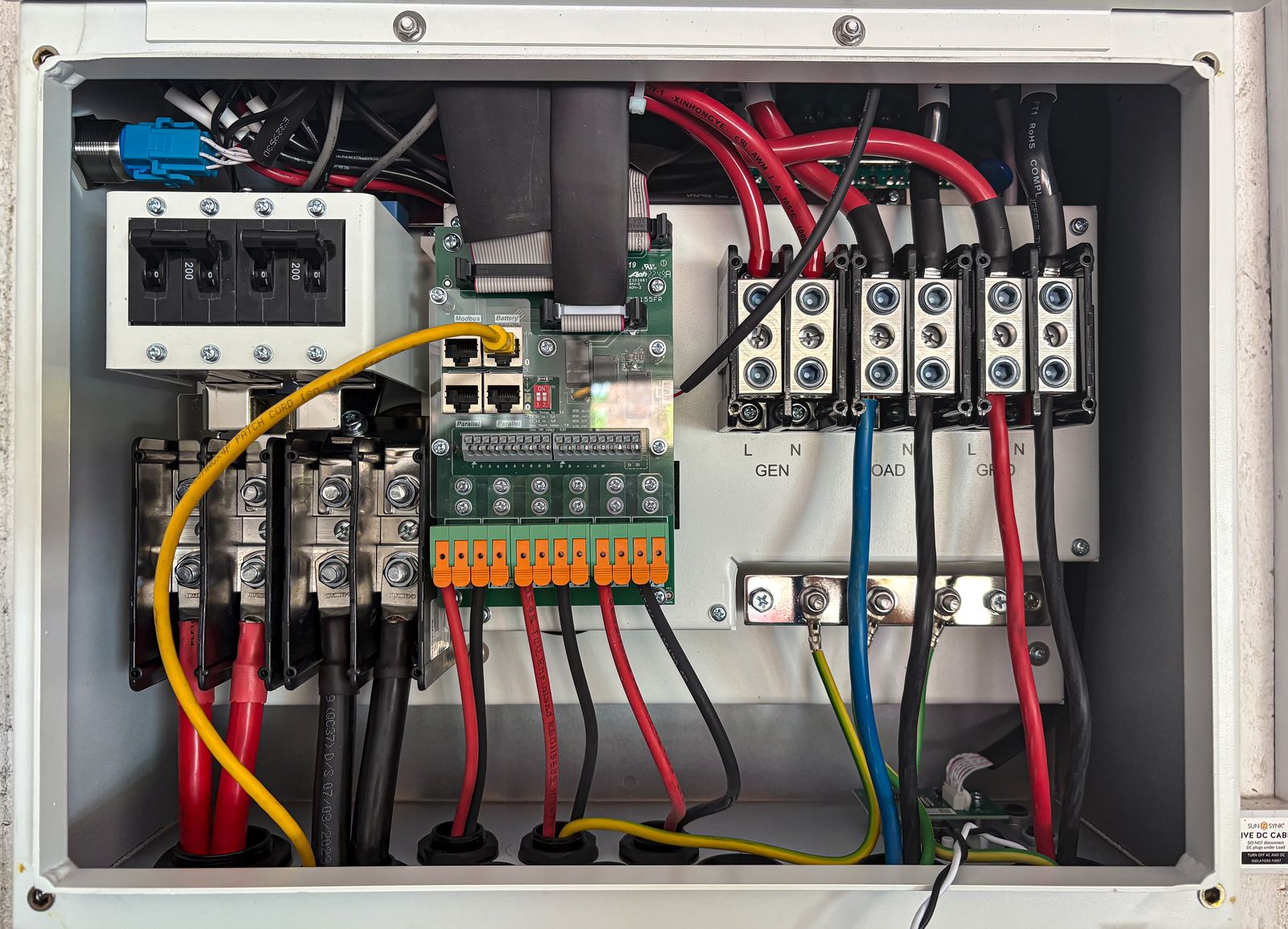 Intérieur d’un tableau avec circuits et appareillage modulaire